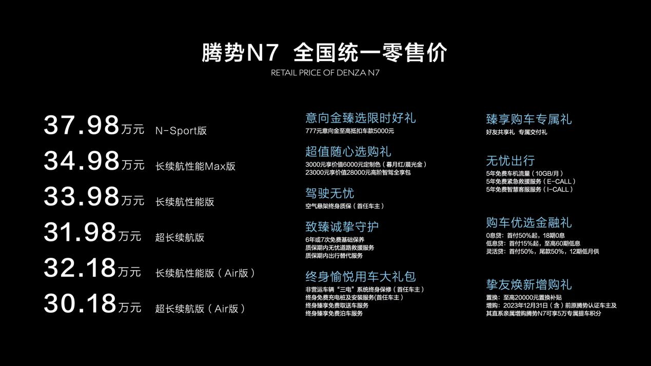 腾势N7售价30.18万起！CTB电池车身一体化与双枪超充技术加持