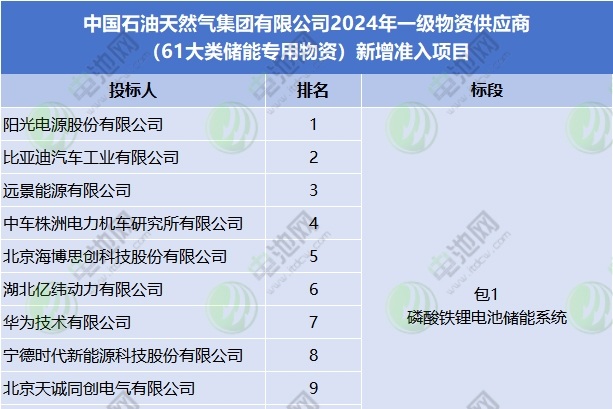 117家投标！22家入围！中国石油储能供应