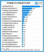 新能源汽车专利20强榜单：第1名专利数是